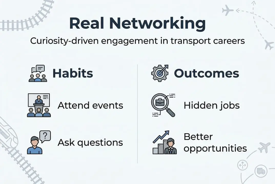 Infographic about authentic transport networking habits