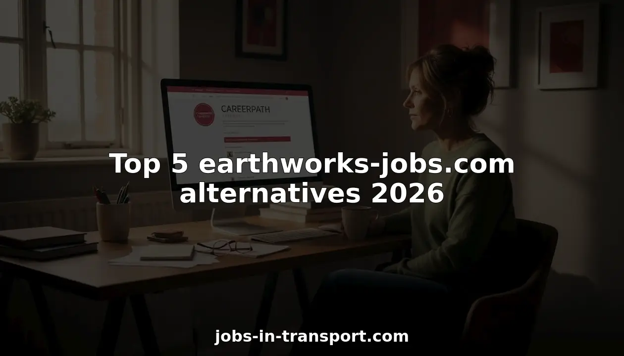 Woman searching earthworks job listings at home desk
