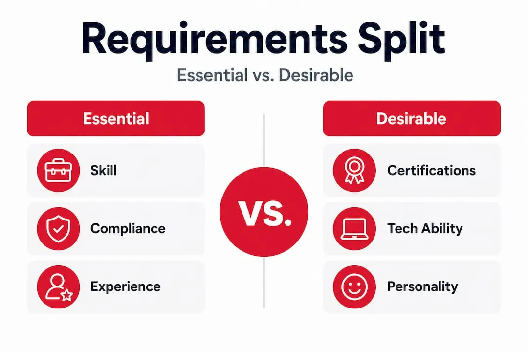 Infographic comparing essential and desirable requirements