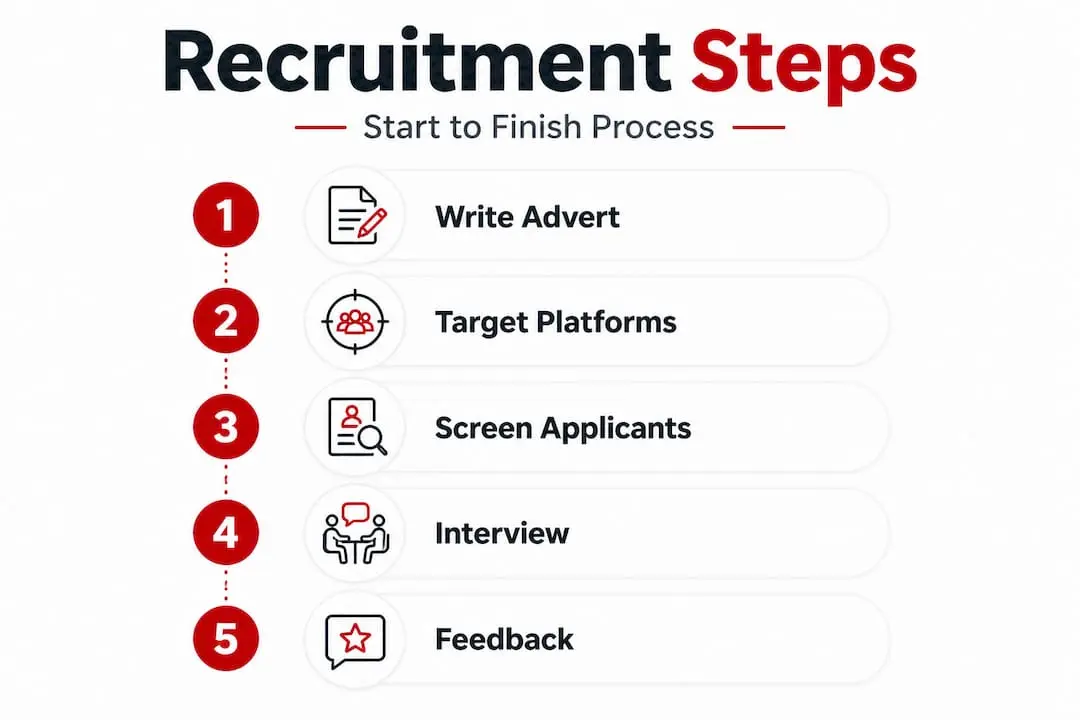 Infographic outlining 5 steps of transport recruitment
