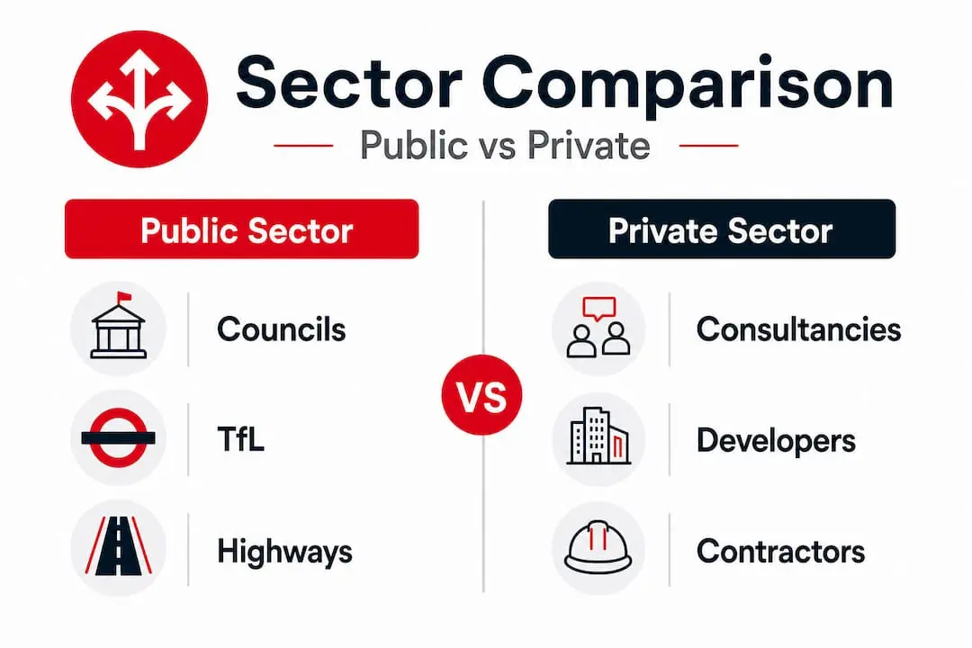 Infographic comparing public and private transport planning