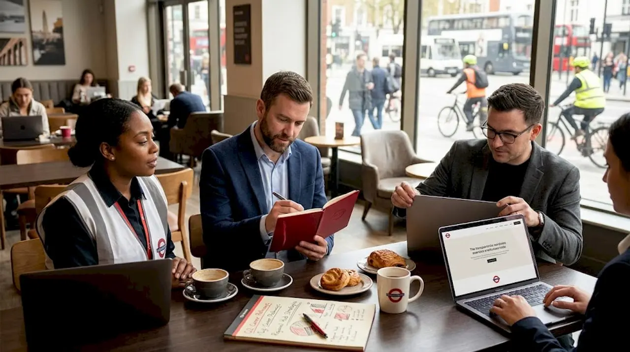 Team of transport professionals at meeting table