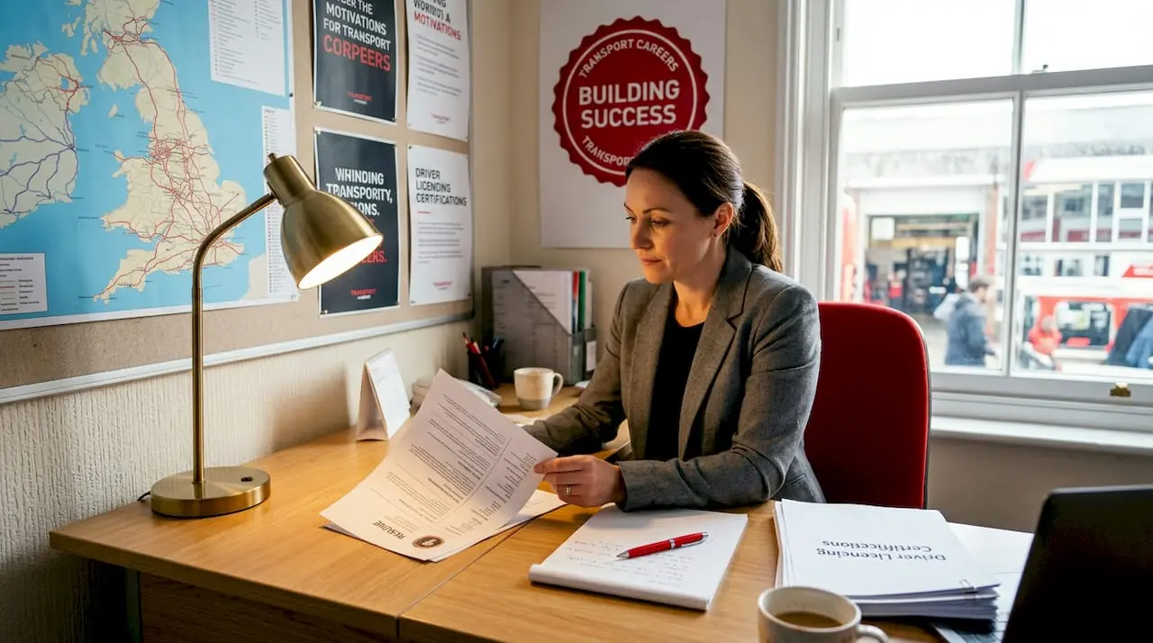 HR reviewing transport job qualifications documents