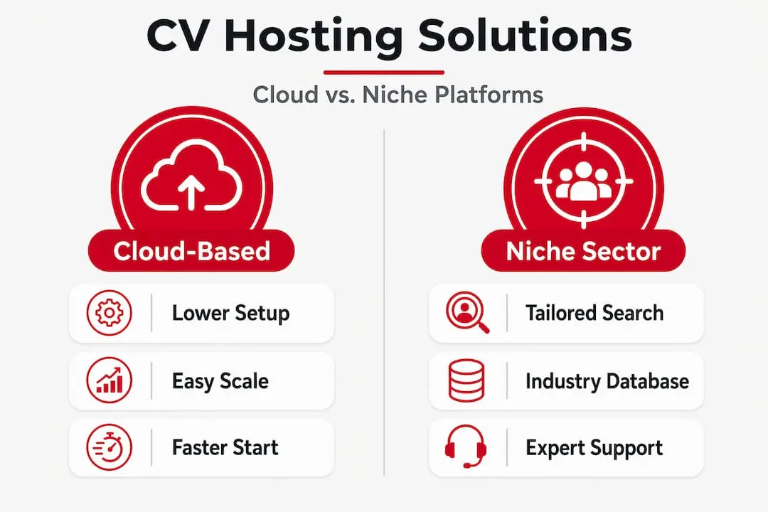 Infographic comparing cloud and niche CV hosting
