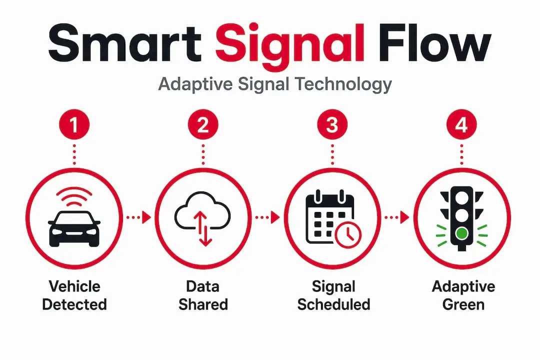 Infographic of adaptive traffic signal workflow