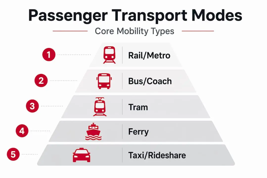 Hierarchy infographic of passenger transport modes