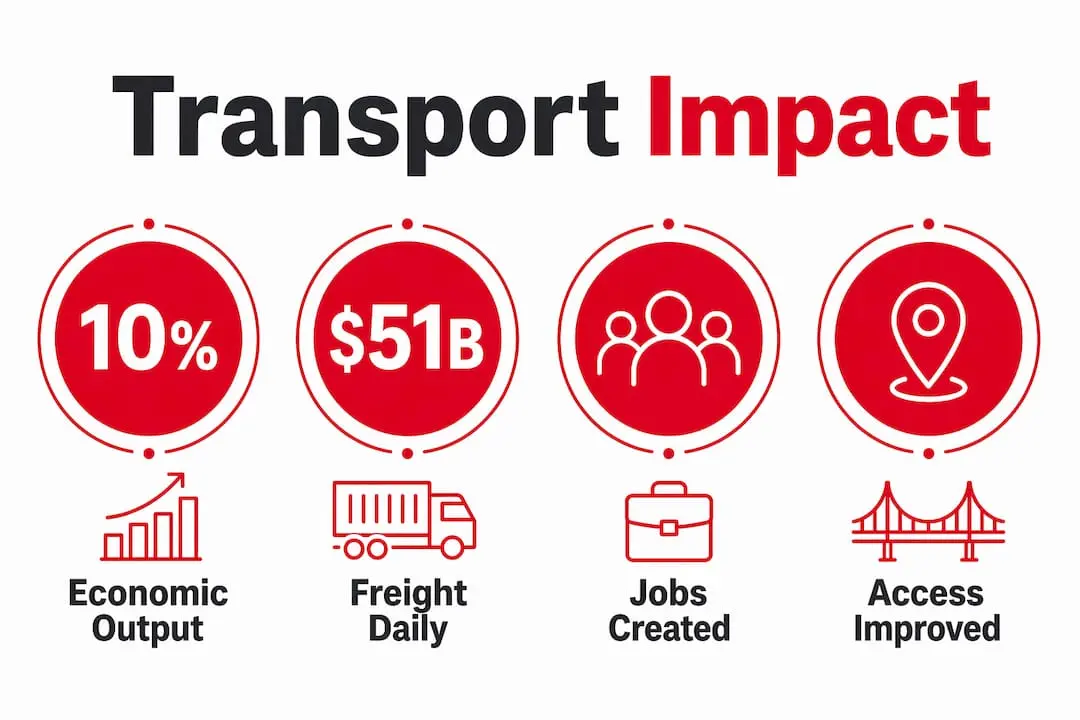 Infographic showing transport economic impact stats