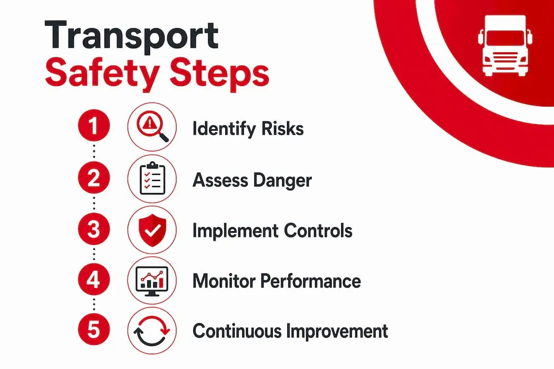 Infographic of transport safety management steps