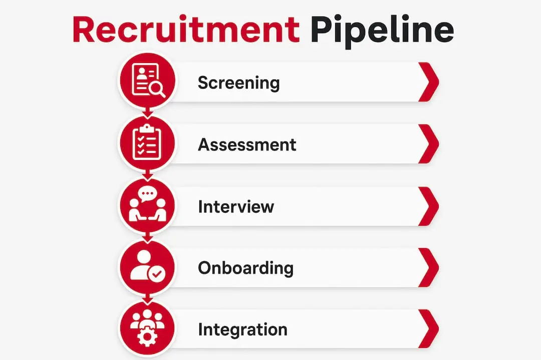 Infographic of transport recruitment pipeline steps
