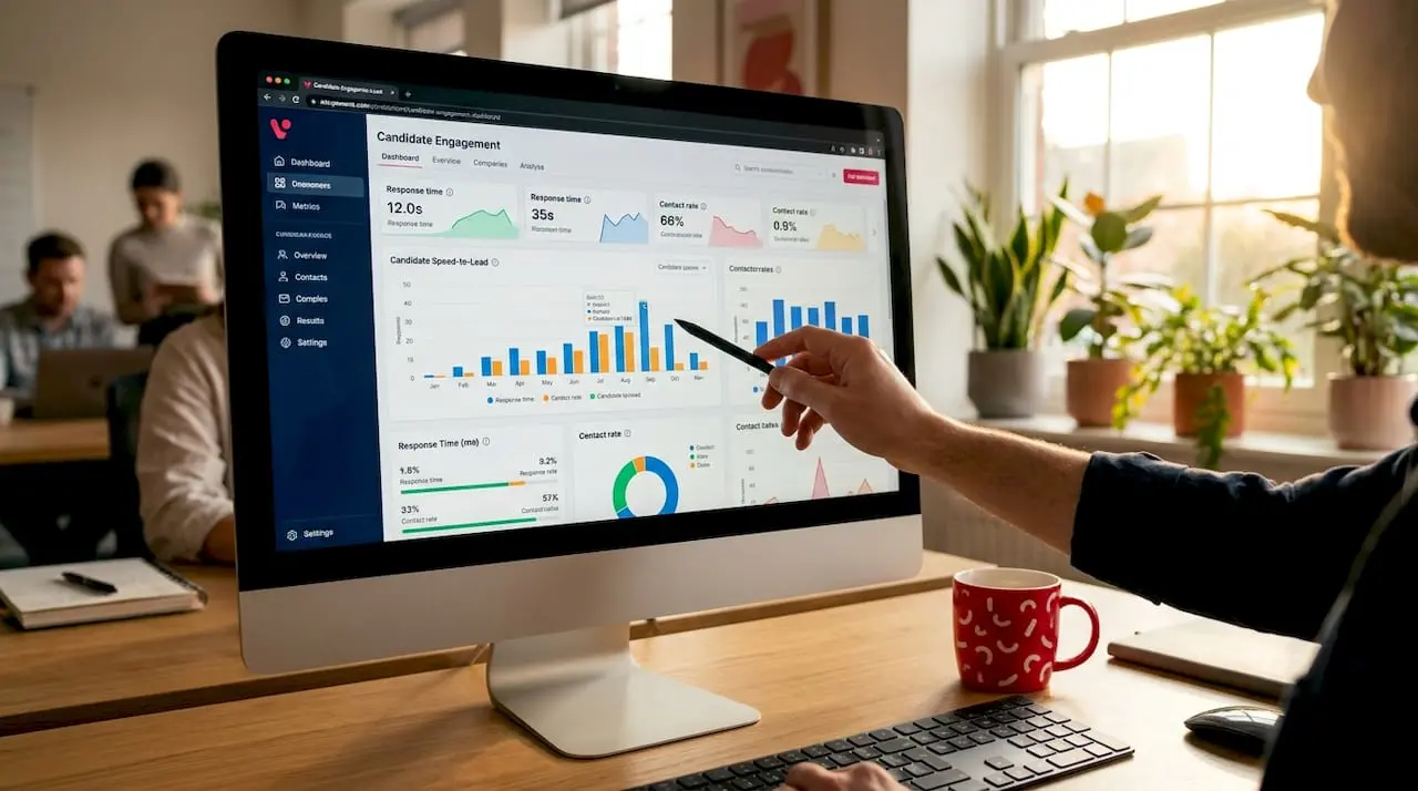 AI dashboard showing candidate engagement statistics