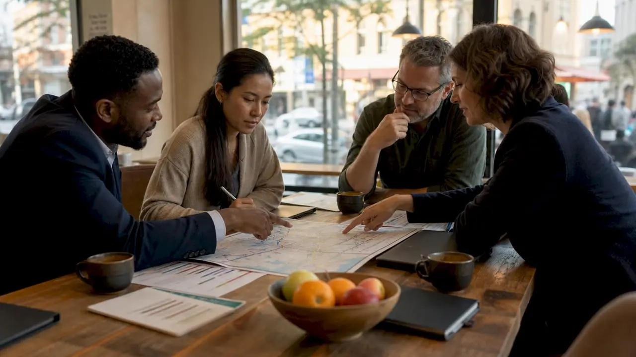 Officials collaborating on transport policy in meeting