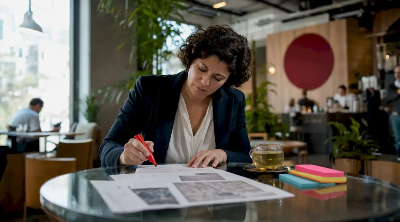 Planner reviewing transportation policy documents at desk