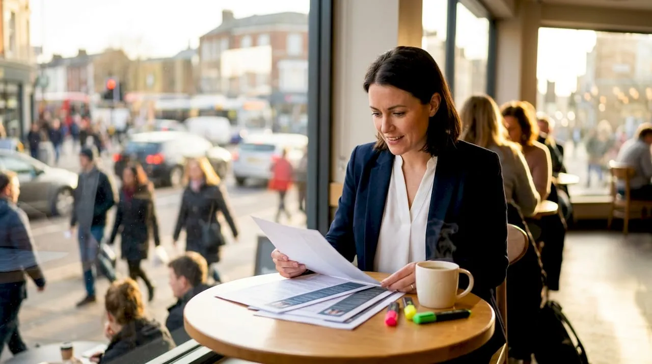 Transport recruiter reviewing printed CVs