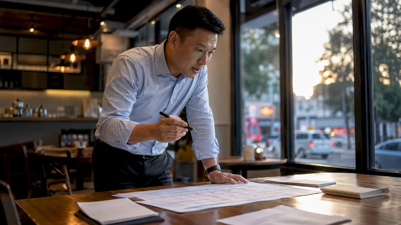 Transport manager reviewing career development plans