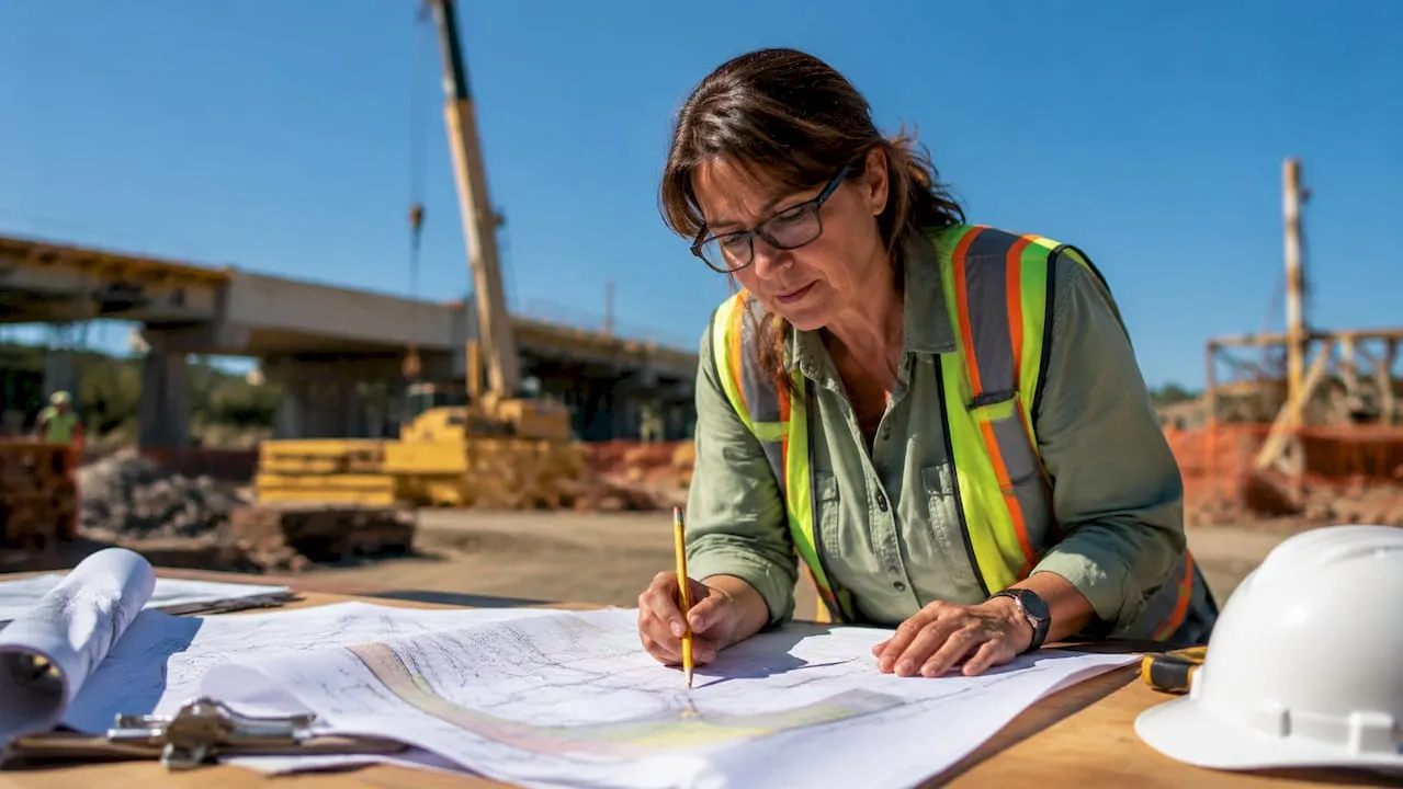 Engineer reviewing transportation infrastructure plans