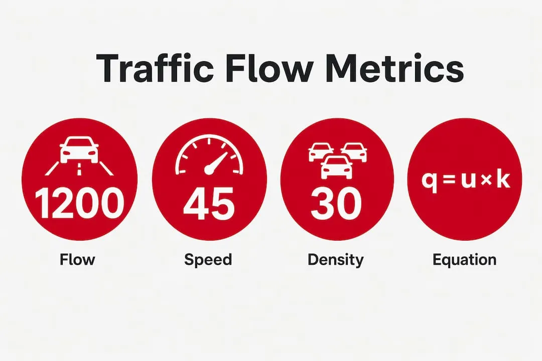 Infographic showing traffic flow variables and equation