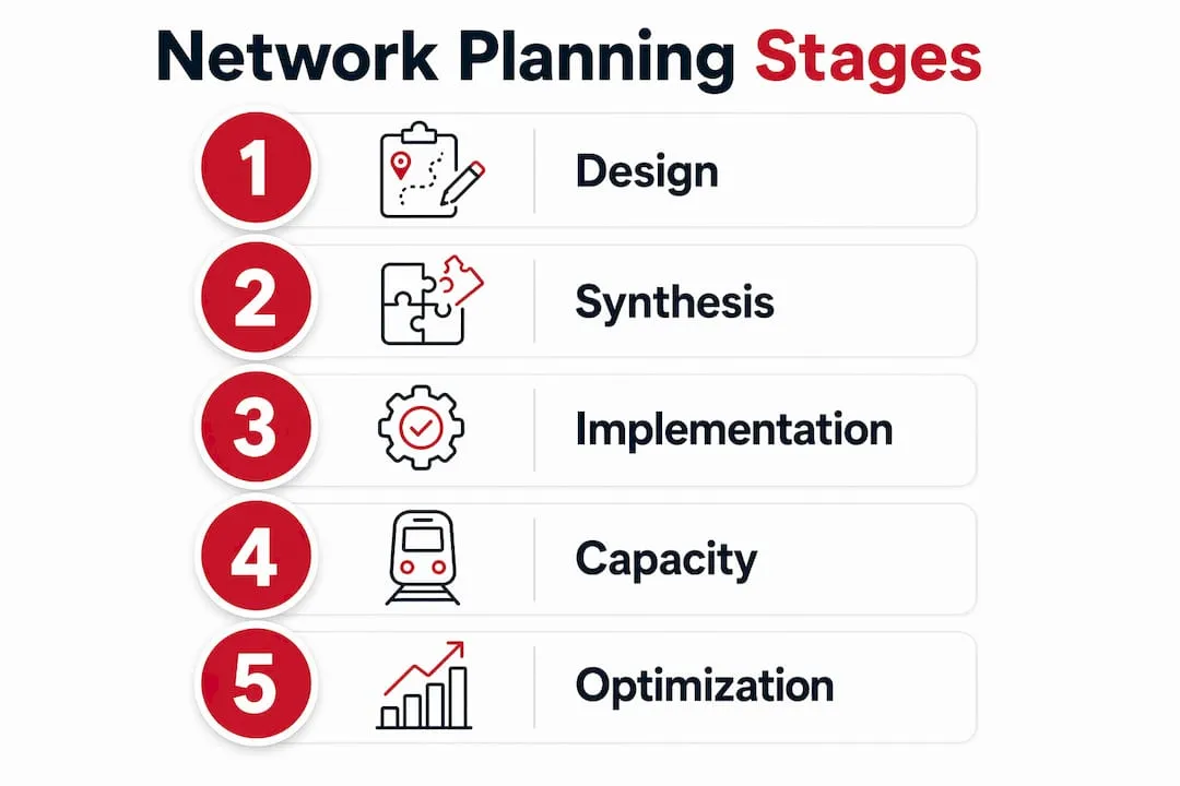 Infographic showing stages of network planning process