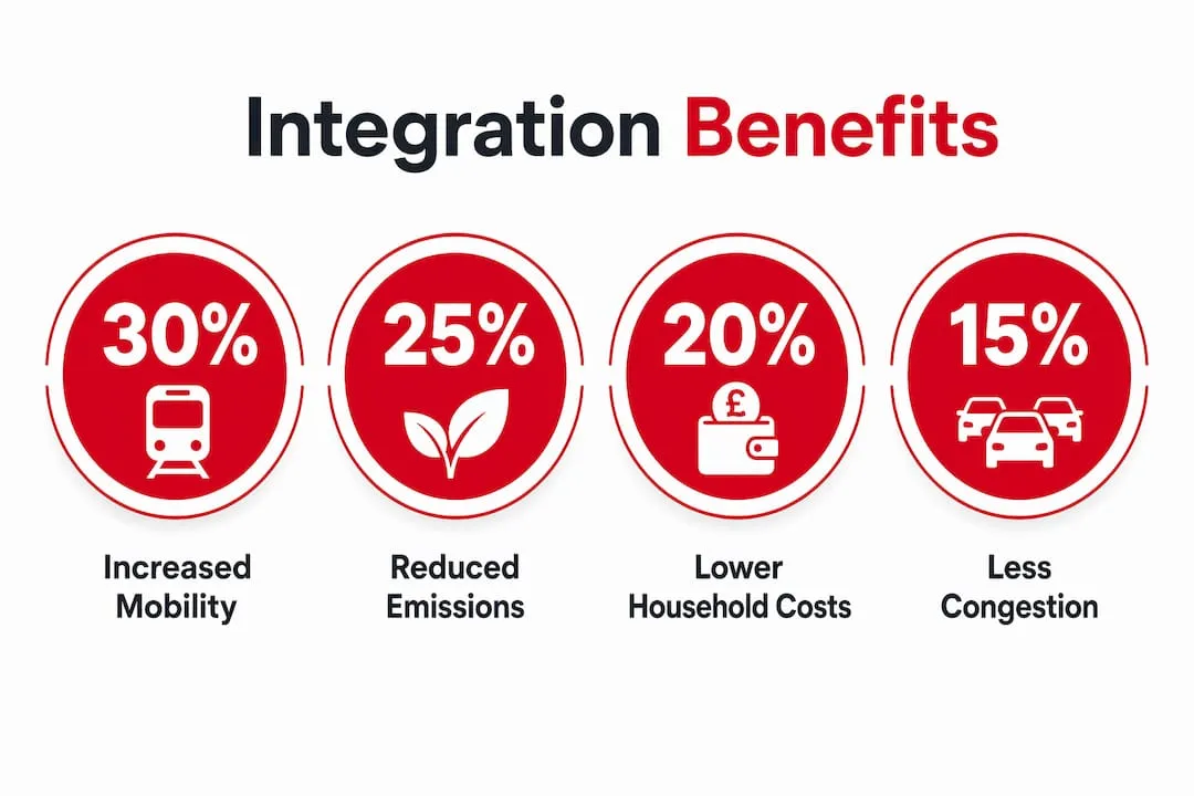 Infographic showing public transport integration benefits