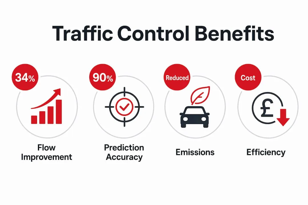 Infographic showing main benefits of intelligent traffic control