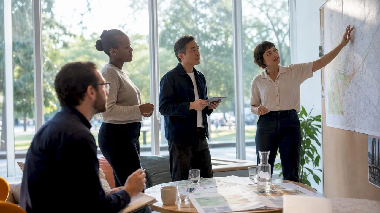 Urban planners collaborating in office meeting