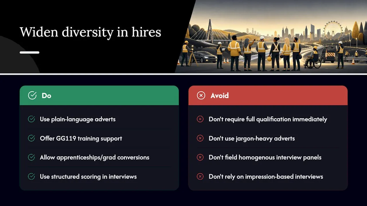 How can you widen diversity in road safety engineering hires? — overview diagram