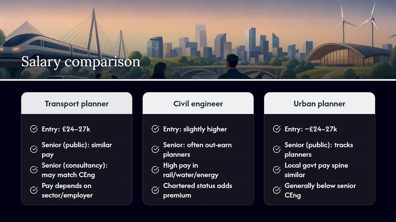 Salary comparison with related professions — overview diagram