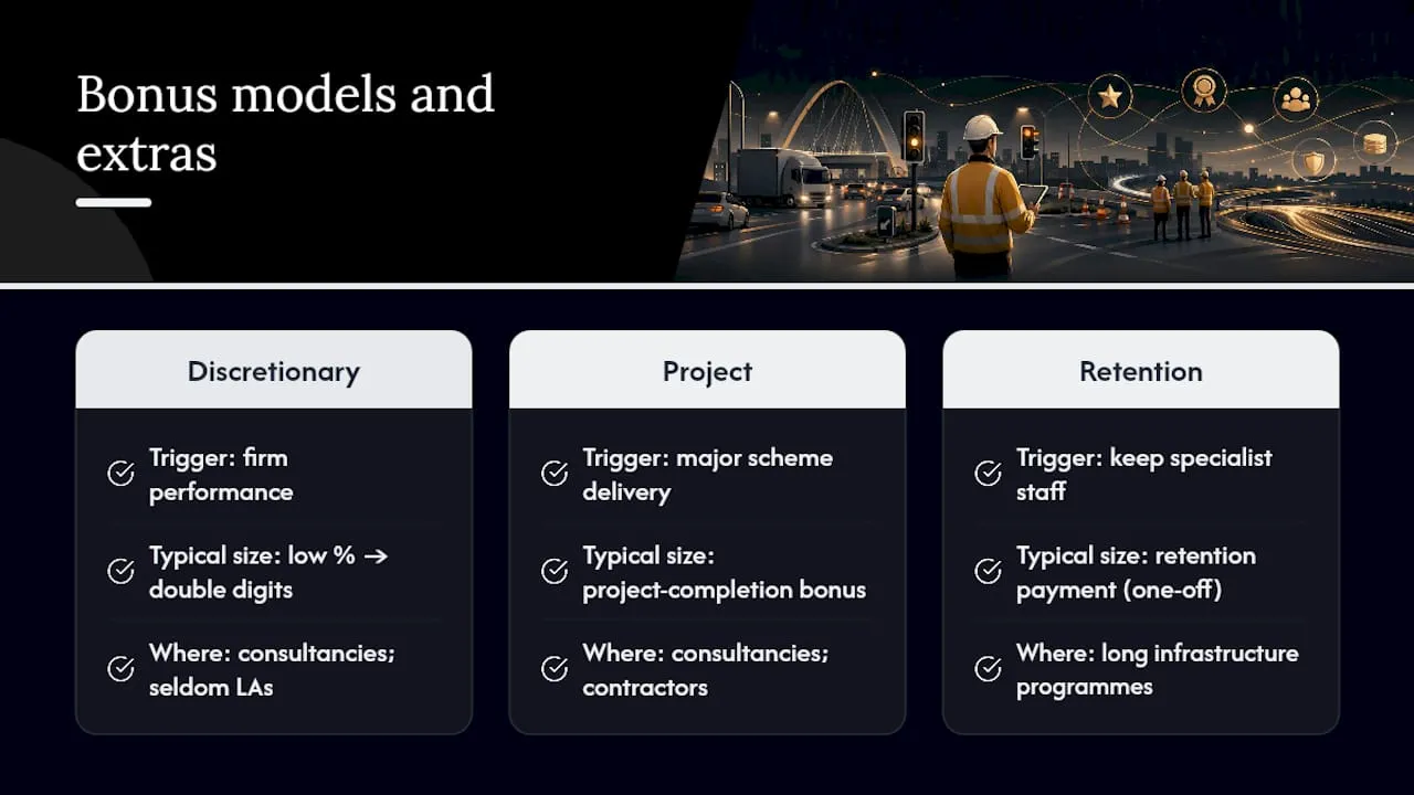 Bonus structures and extra pay for traffic engineers — overview diagram