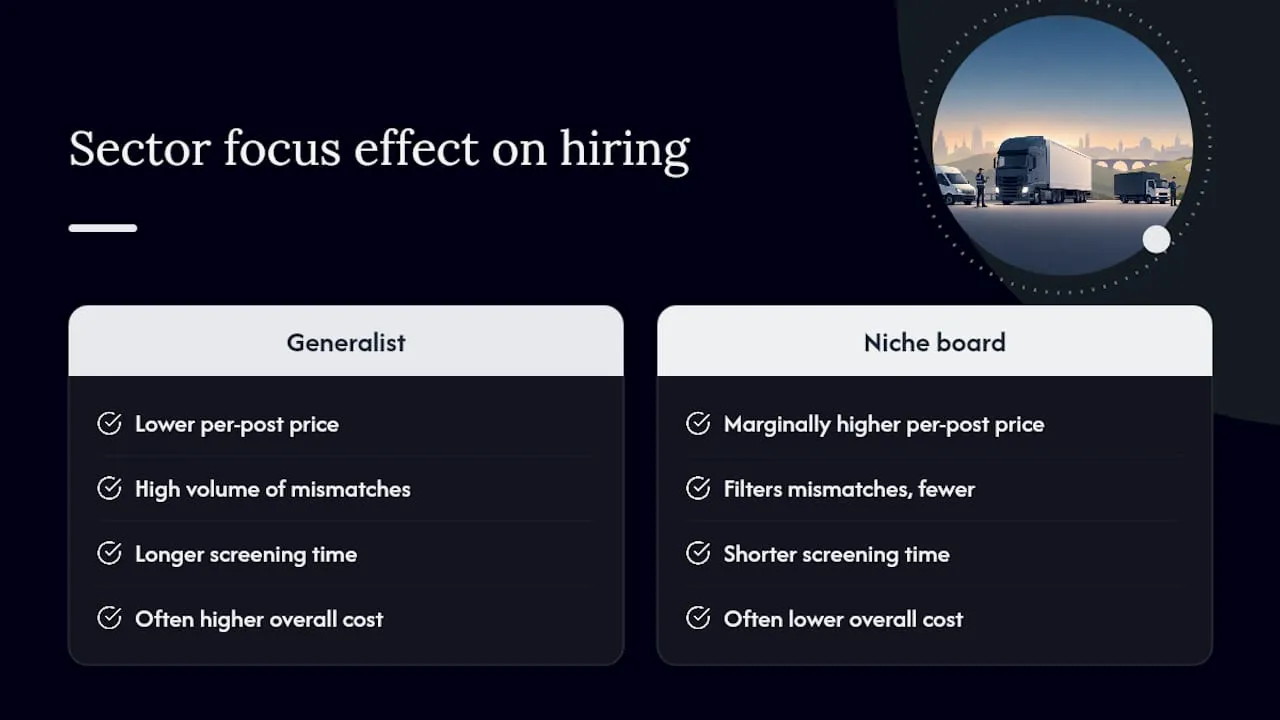 Why sector focus changes the maths on hiring cost — overview diagram