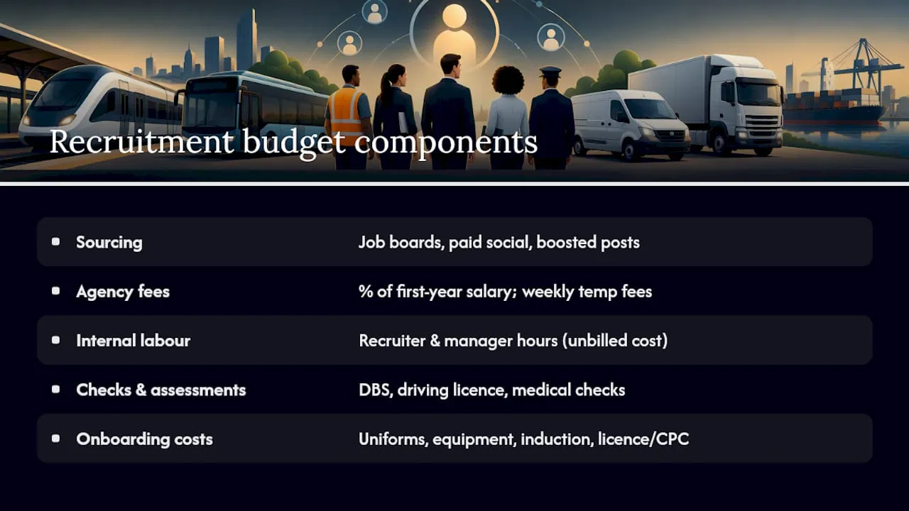 Transport recruitment budget cost categories