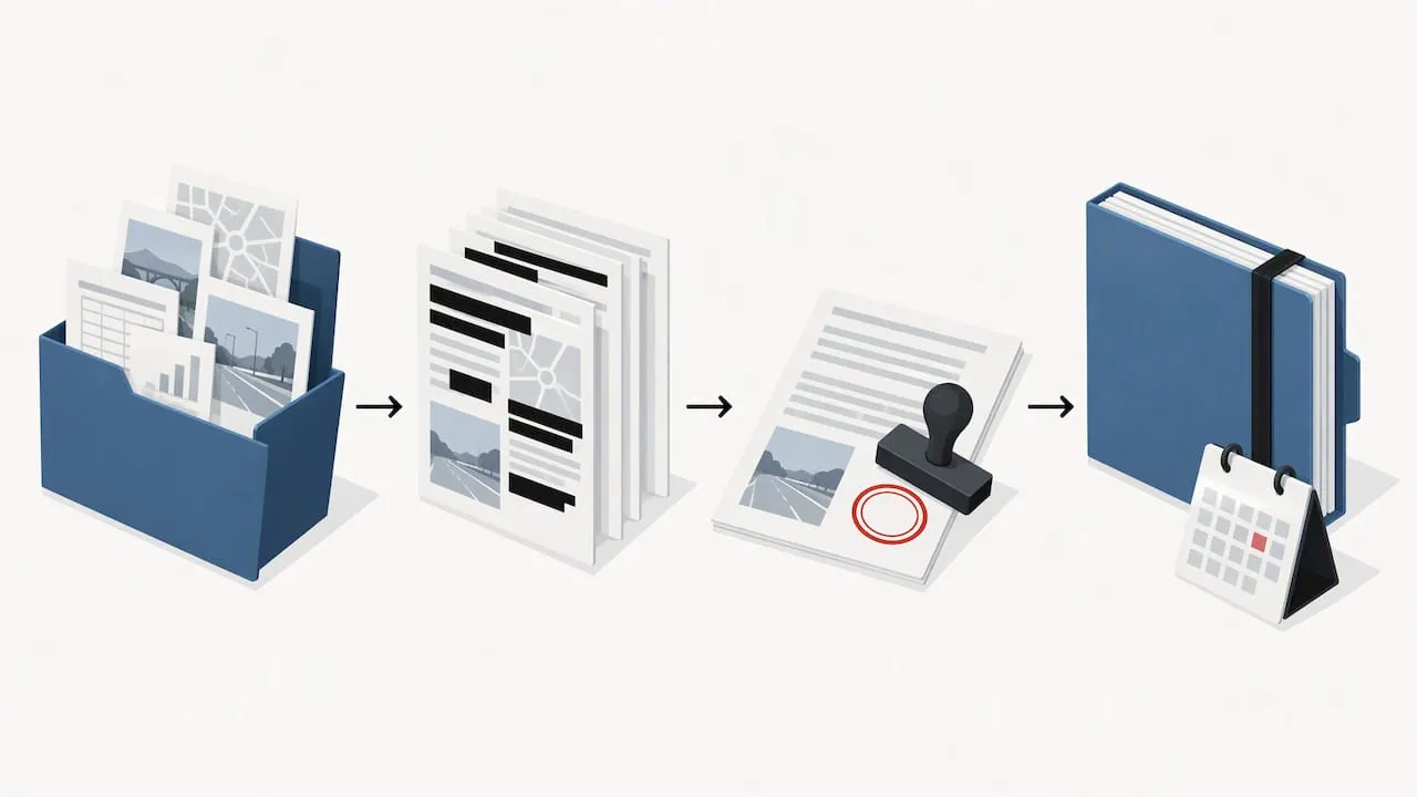 Evidence redaction and employer sign-off process