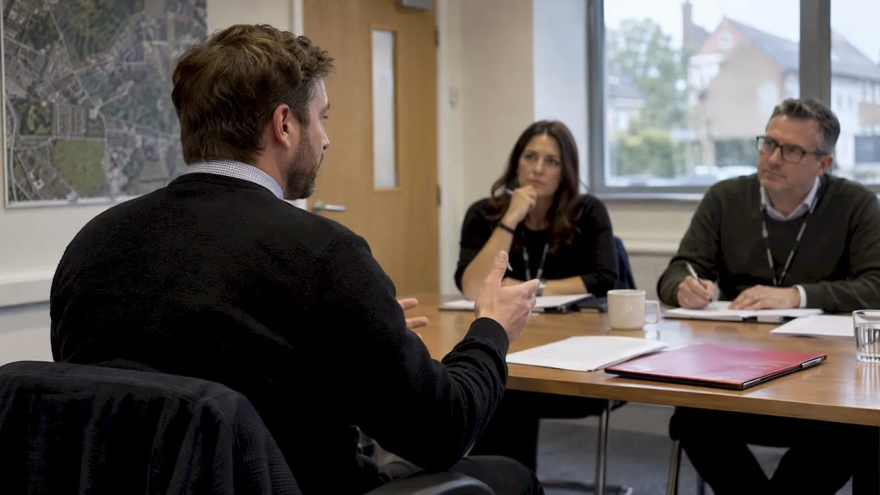 Transport planner explaining interview example