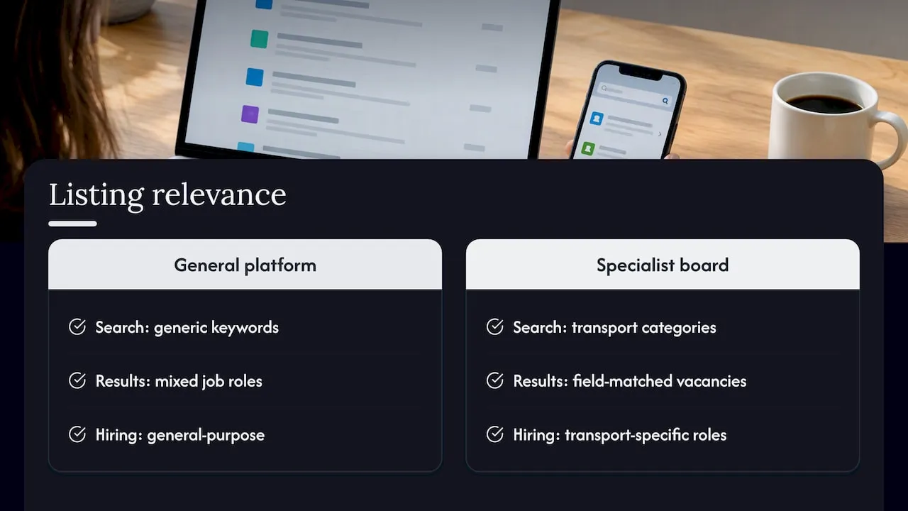 How listing quality compares for transport-specific vacancies — overview diagram
