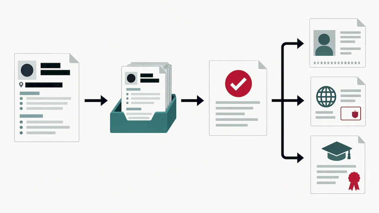 Illustrated CV redaction before later checks